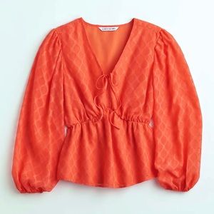 Elizabeth and James Knot-Front Peplum Blouse